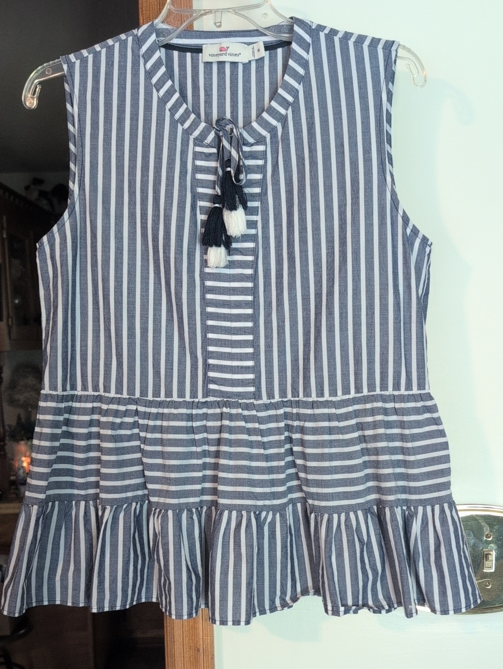 Vineyard Vines Navy & White Striped Tassel Tank